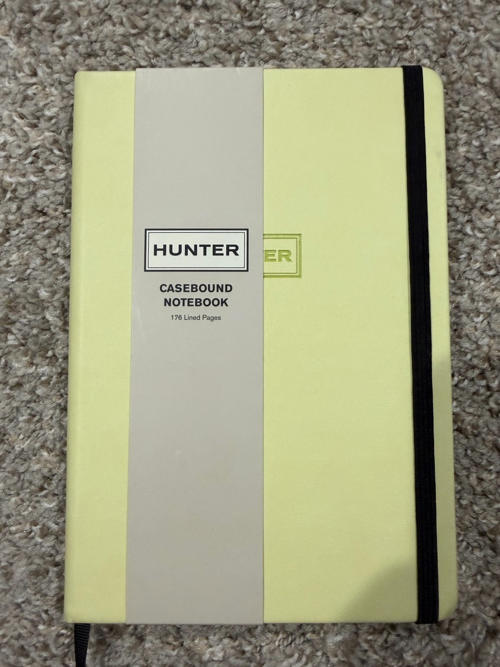 Hunter Pale Yellow Casebound Notebook with Black Elastic Closure NEW